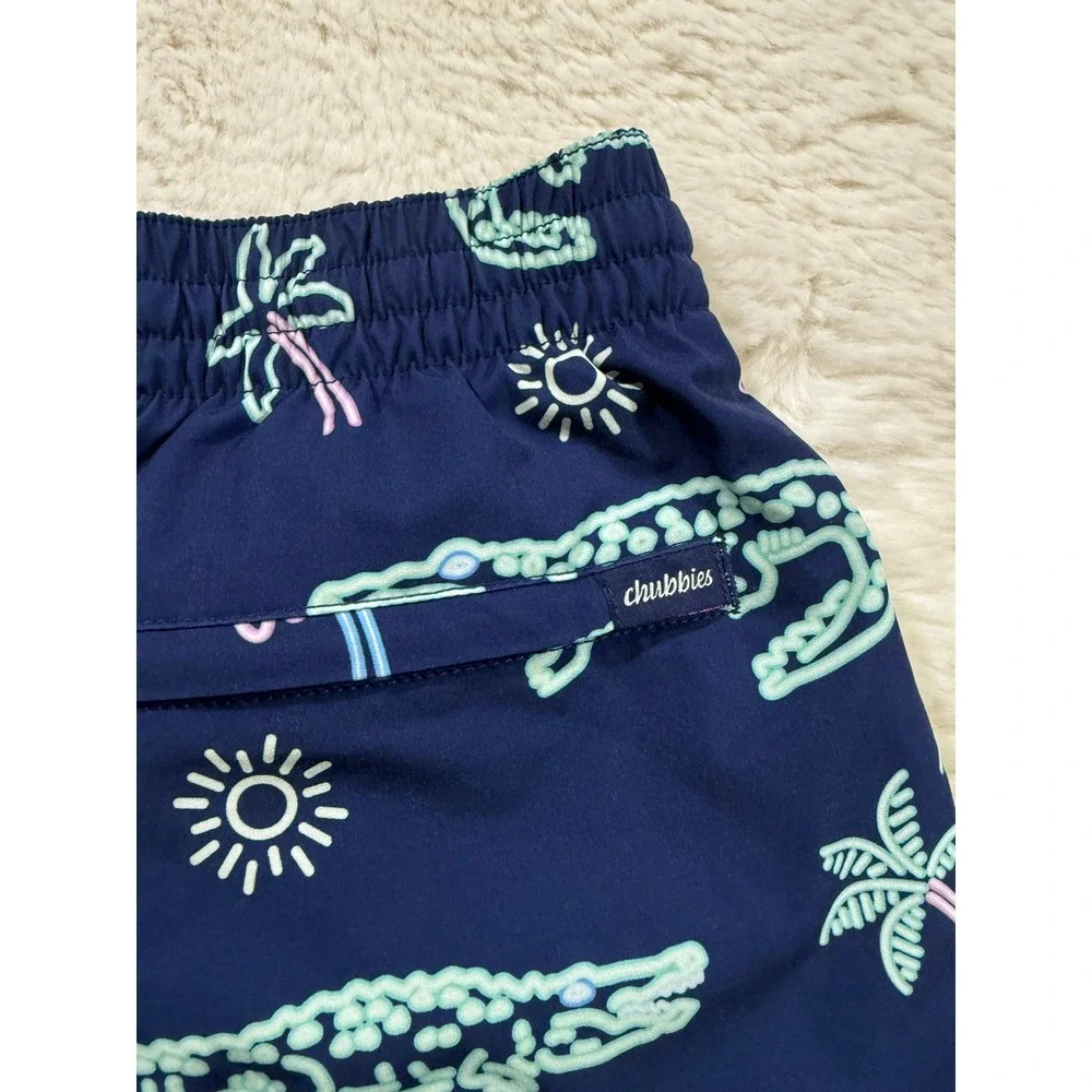Chubbies Swim Trunks Crocodile Tree Board Shorts Vacation Beach Tropical S/M
